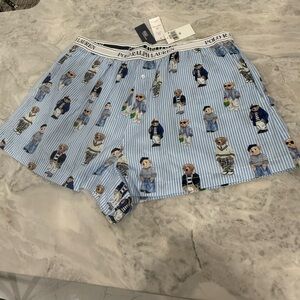 🧸NWT Ralph Lauren Oxford blue bear pj shorts XXL